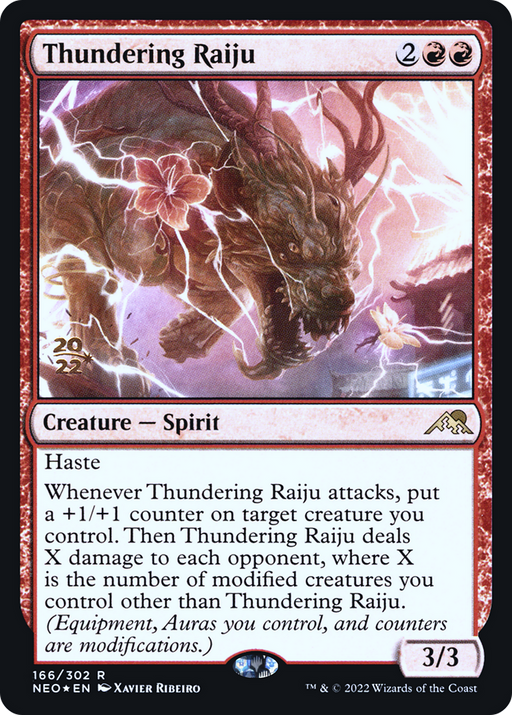 Thundering Raiju (PRE-166S) [Kamigawa: Neon Dynasty Promos] Foil MTG Single Wizards of the Coast