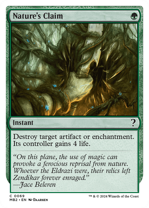 Nature's Claim (White Border) (MB2-069) [Mystery Booster] Mystery Booster 2 MTG Single Wizards of the Coast