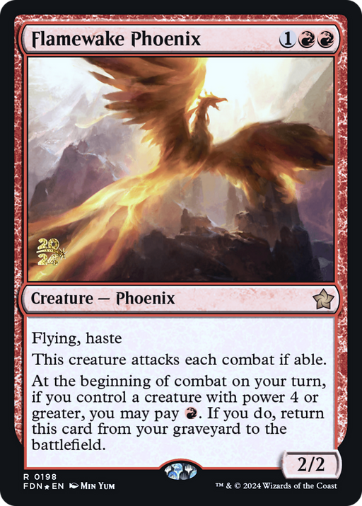 Flamewake Phoenix (FDN) (PRE-198) [Foundations Promos] Foil MTG Single Wizards of the Coast