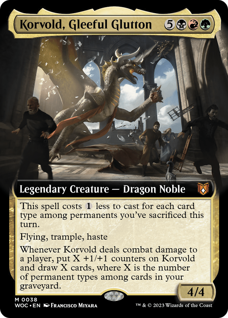 Korvold, Gleeful Glutton (WOC-038) [Wilds of Eldraine Commander] (Extended Art) Foil MTG Single Wizards of the Coast