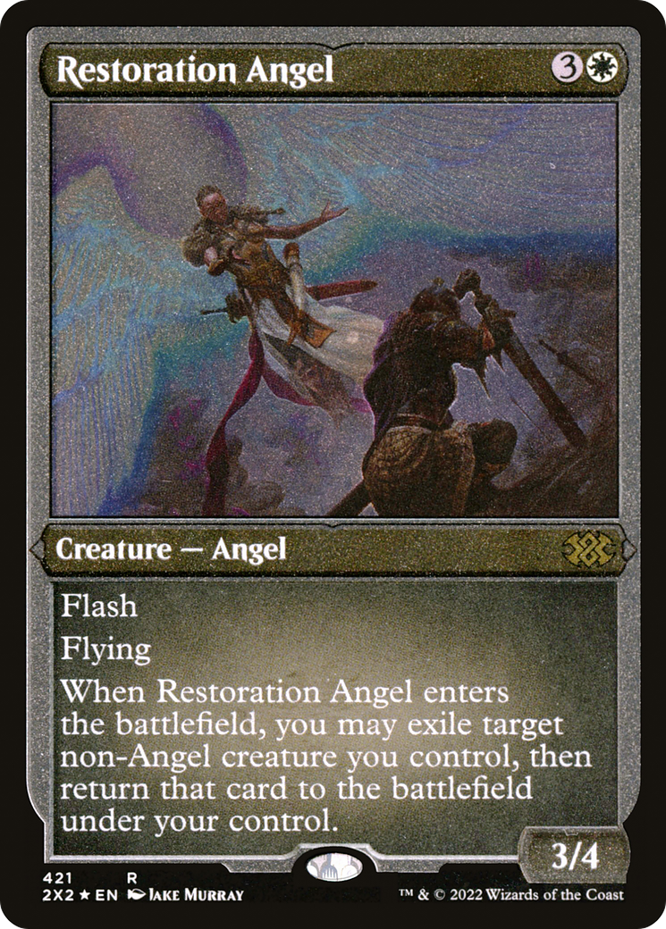 Restoration Angel (Foil Etched) (2X2-421) [Double Masters 2022] Foil MTG Single Wizards of the Coast