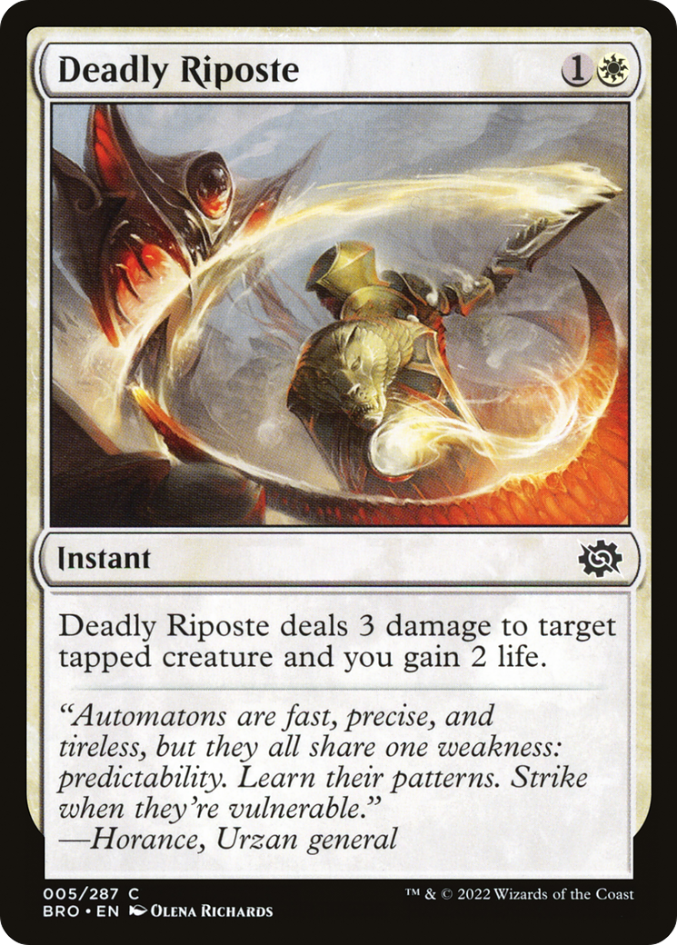 Deadly Riposte (BRO-005) [The Brothers' War] Foil MTG Single Wizards of the Coast