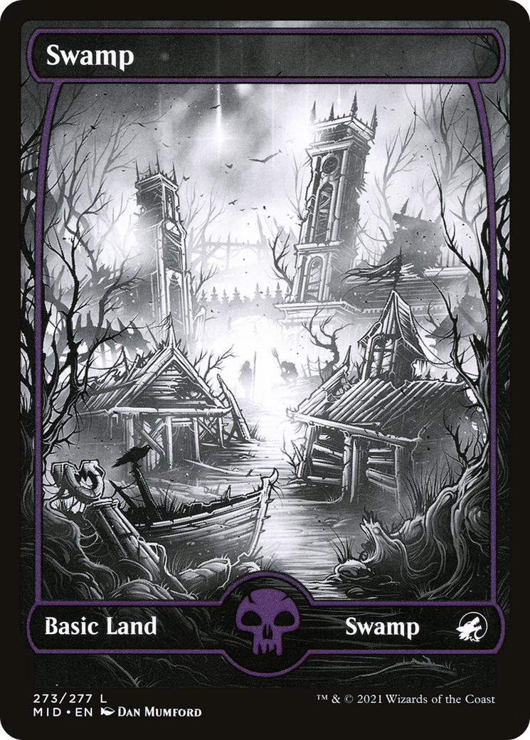 Swamp (273) (MID-273) [Innistrad: Midnight Hunt] (Full Art, Showcase) MTG Single Wizards of the Coast