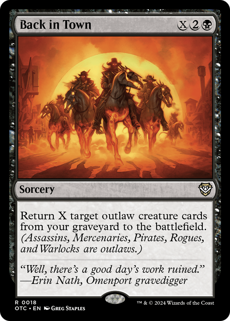 Back in Town (OTC-018) [Outlaws of Thunder Junction Commander] MTG Single Wizards of the Coast