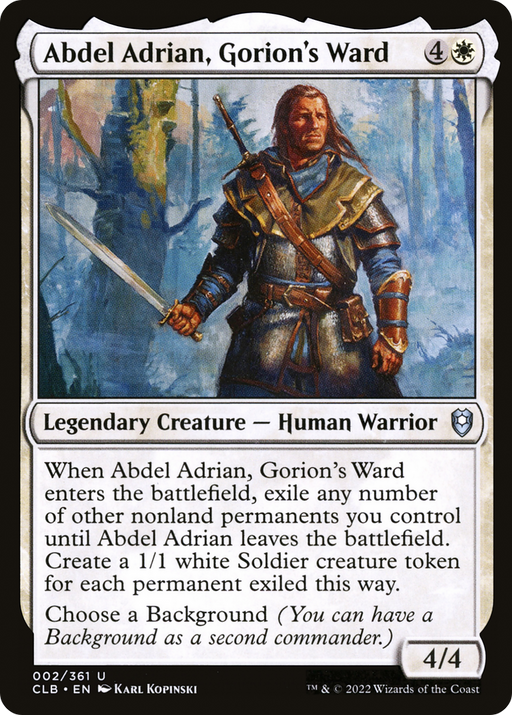 Abdel Adrian, Gorion's Ward (CLB-002) [Commander Legends: Battle for Baldur's Gate] Foil MTG Single Wizards of the Coast