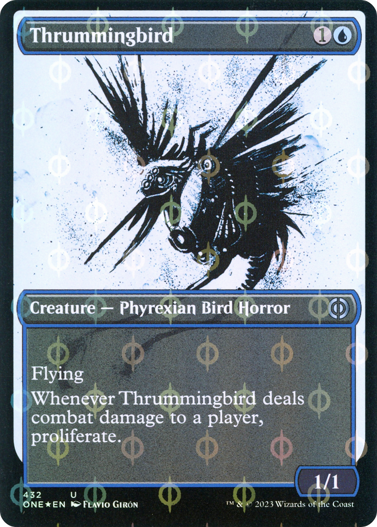 Thrummingbird (Step-and-Compleat Foil) (ONE-432) [Phyrexia: All Will Be One] (Showcase) Foil MTG Single Wizards of the Coast