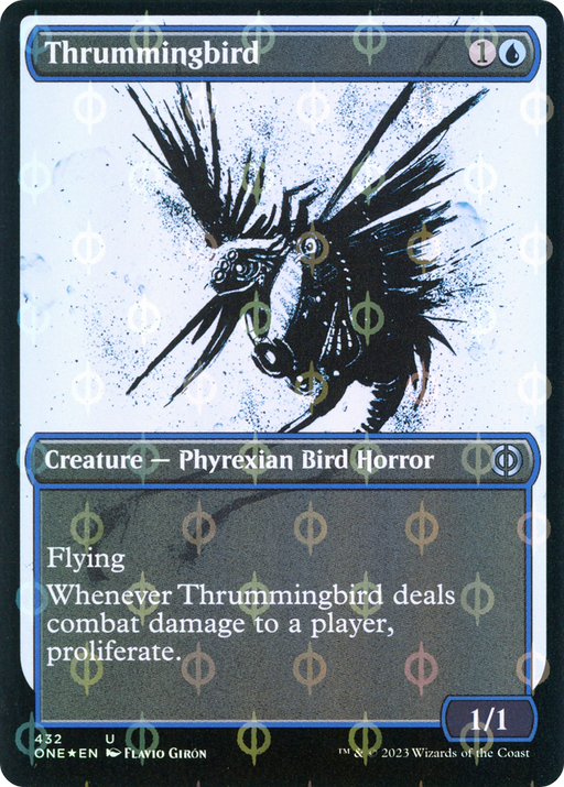 Thrummingbird (Step-and-Compleat Foil) (ONE-432) [Phyrexia: All Will Be One] (Showcase) Foil MTG Single Wizards of the Coast