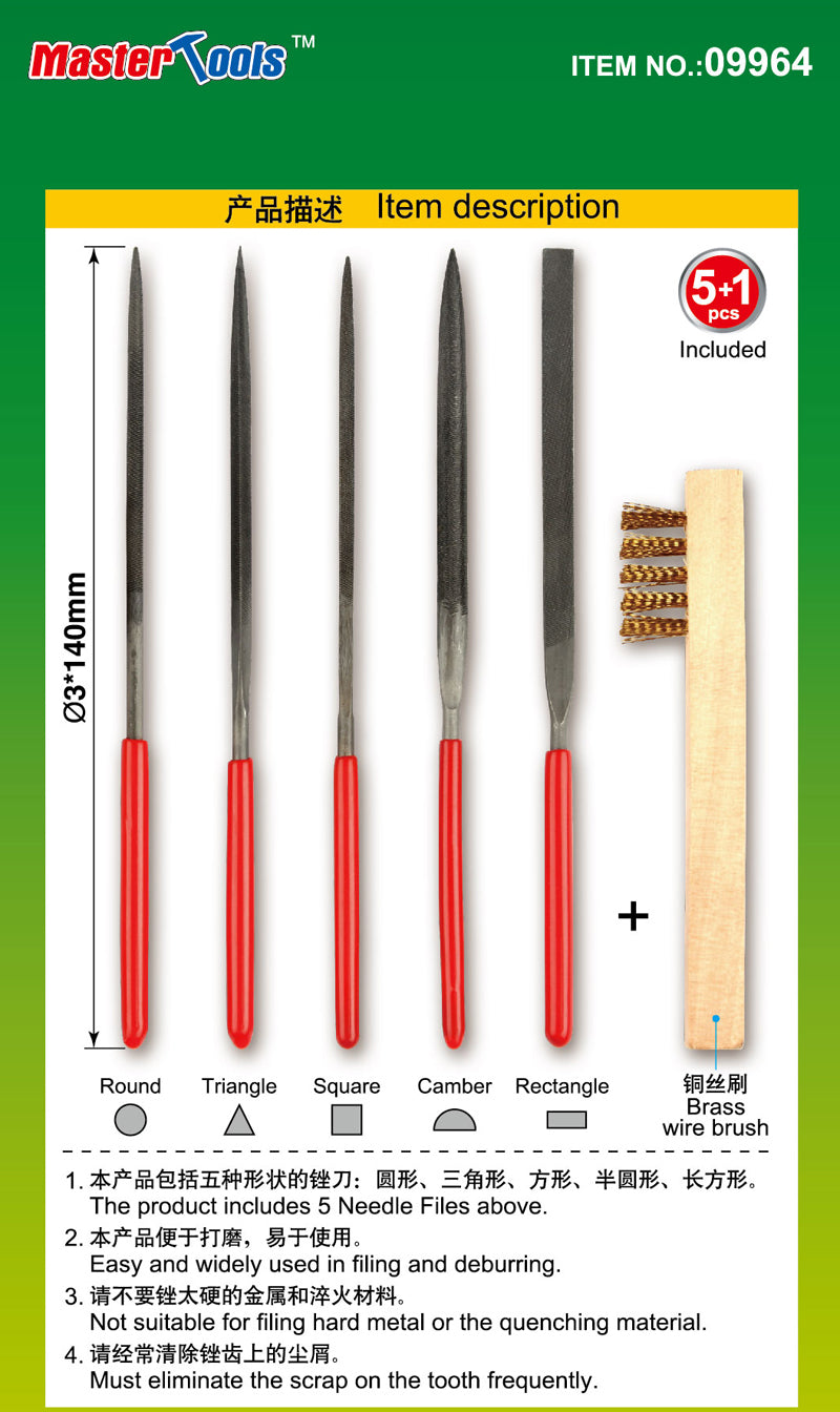 Master Tools: Assorted Needle Files Set (Middle-Toothed) 3x140mm Model Tools & Glue Master Tools