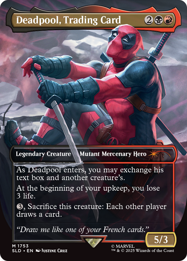 Deadpool, Trading Card (SLD-1753) [Secret Lair] Drop (Borderless) MTG Single Wizards of the Coast