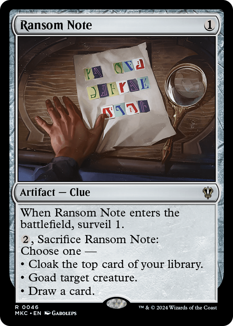 Ransom Note (0046) (MKC-046) [Murders at Karlov Manor Commander] MTG Single Wizards of the Coast