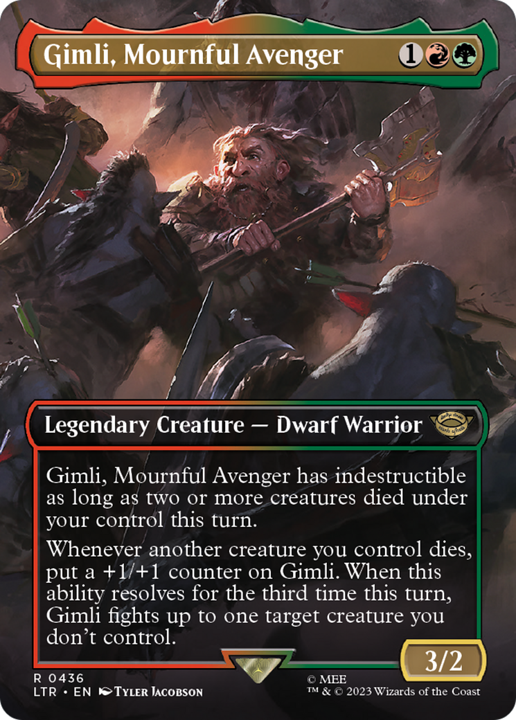 Gimli, Mournful Avenger (LTR-436) [The Lord of the Rings: Tales of Middle-earth] (Borderless) MTG Single Wizards of the Coast
