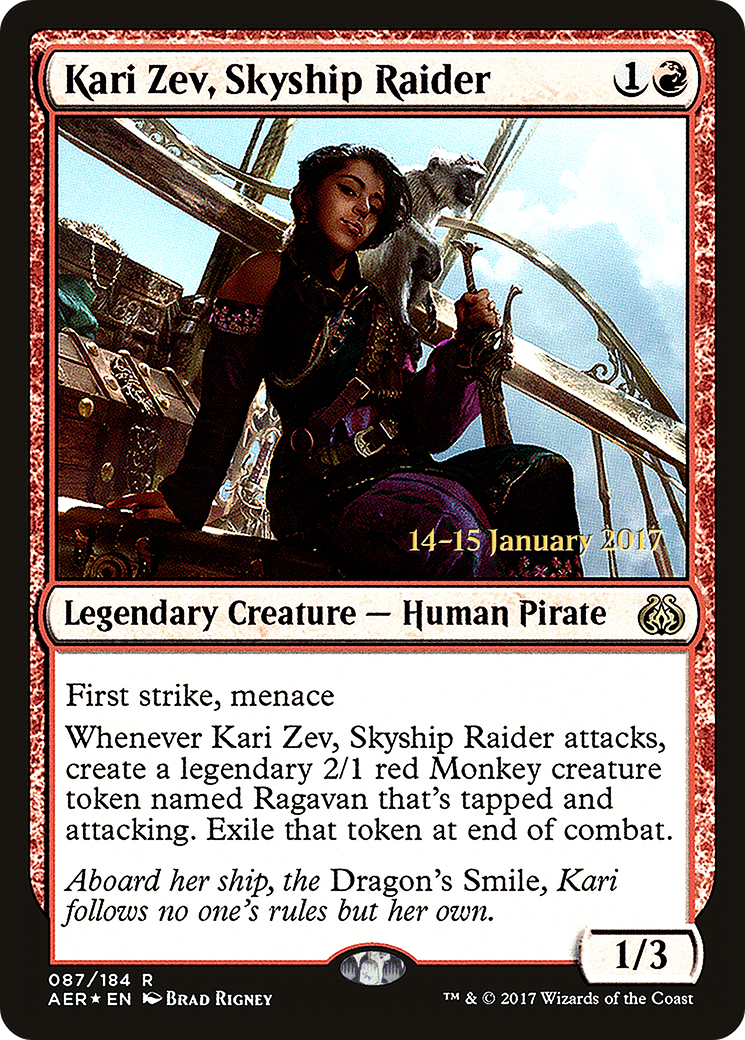 Kari Zev, Skyship Raider (PRE-087) [Aether Revolt Promos] Foil MTG Single Wizards of the Coast