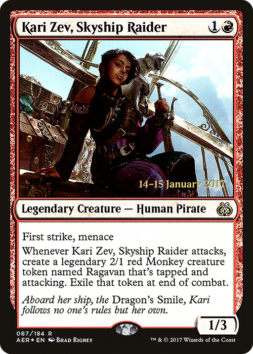 Kari Zev, Skyship Raider (PRE-087) [Aether Revolt Promos] Foil MTG Single Wizards of the Coast