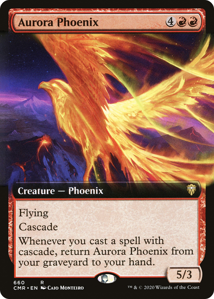 Aurora Phoenix (CMR-660) [Commander Legends] (Extended Art) MTG Single Wizards of the Coast