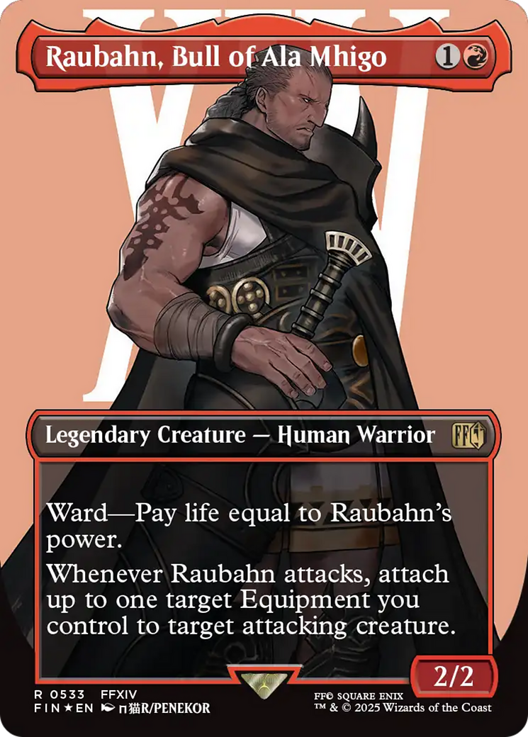 Raubahn, Bull of Ala Mhigo (Surge Foil) (FIN-533) [FINAL FANTASY] (Borderless) Foil MTG Single Wizards of the Coast