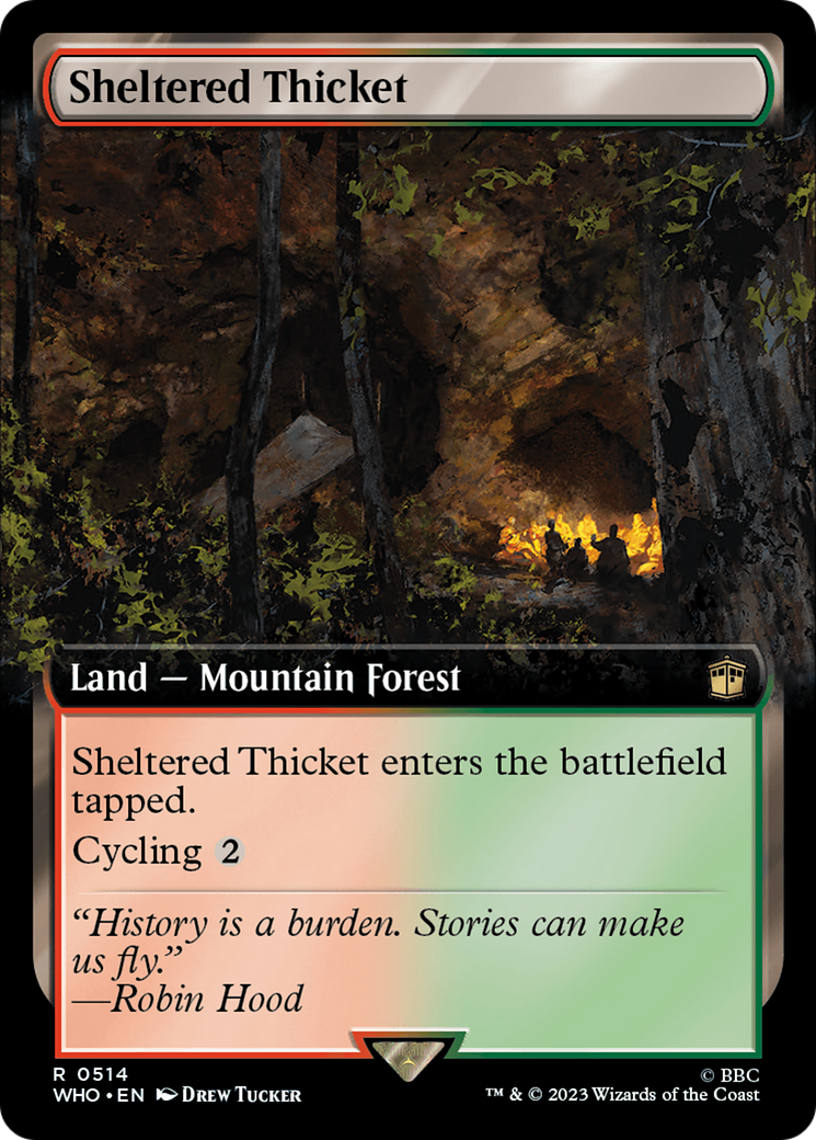 Sheltered Thicket (WHO-514) [Doctor Who] (Extended Art) MTG Single Wizards of the Coast