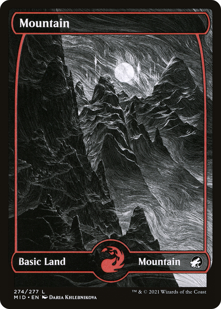 Mountain (274) (MID-274) [Innistrad: Midnight Hunt] (Full Art, Showcase) Foil MTG Single Wizards of the Coast