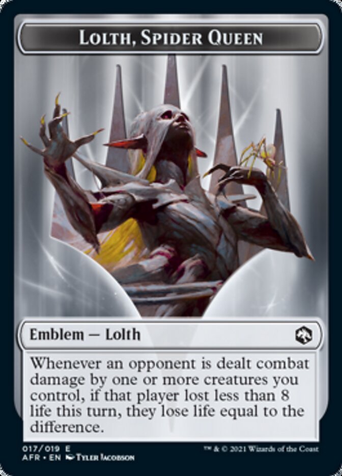 Spider // Lolth, Spider Queen Emblem Double-Sided Token [Dungeons & Dragons: Adventures in the Forgotten Realms Tokens] MTG Single Magic: The Gathering   