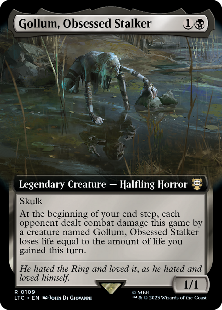 Gollum, Obsessed Stalker (LTC-109) [Tales of Middle-earth Commander] (Extended Art) Foil MTG Single Wizards of the Coast