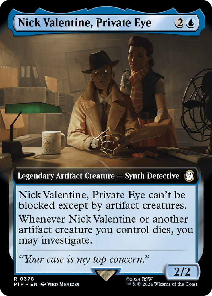Nick Valentine, Private Eye (Extended Art) [Fallout] MTG Single Magic: The Gathering