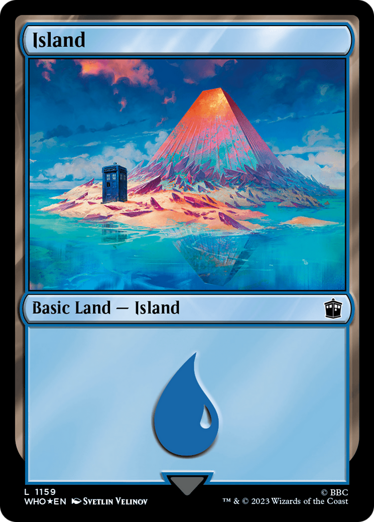 Island (1159) (Surge Foil) (WHO-1159) [Doctor Who] Foil MTG Single Wizards of the Coast