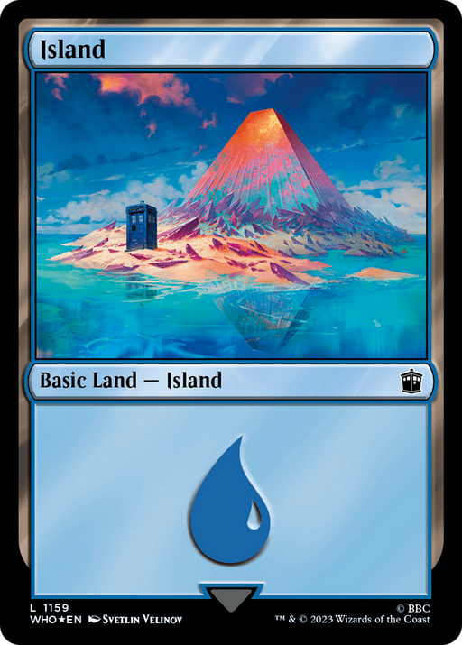 Island (1159) (Surge Foil) (WHO-1159) [Doctor Who] Foil MTG Single Wizards of the Coast