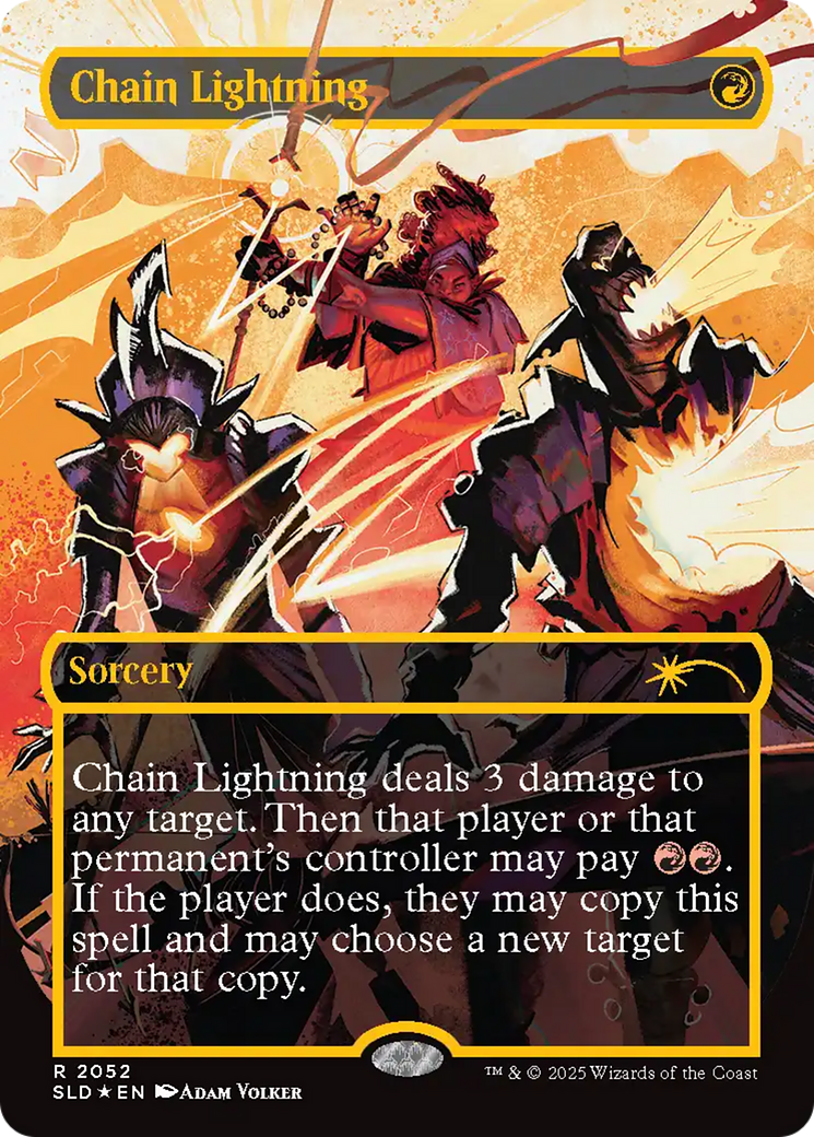 Chain Lightning (2052) (Raised Foil) (SLD-2052) [Secret Lair] Drop (Borderless) Foil MTG Single Wizards of the Coast