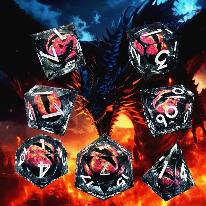 Seriously Good Dice: Dragon's Eye 7 Die Set "Red Dragon Eye" Dice & Gaming Accessories Taps Imports