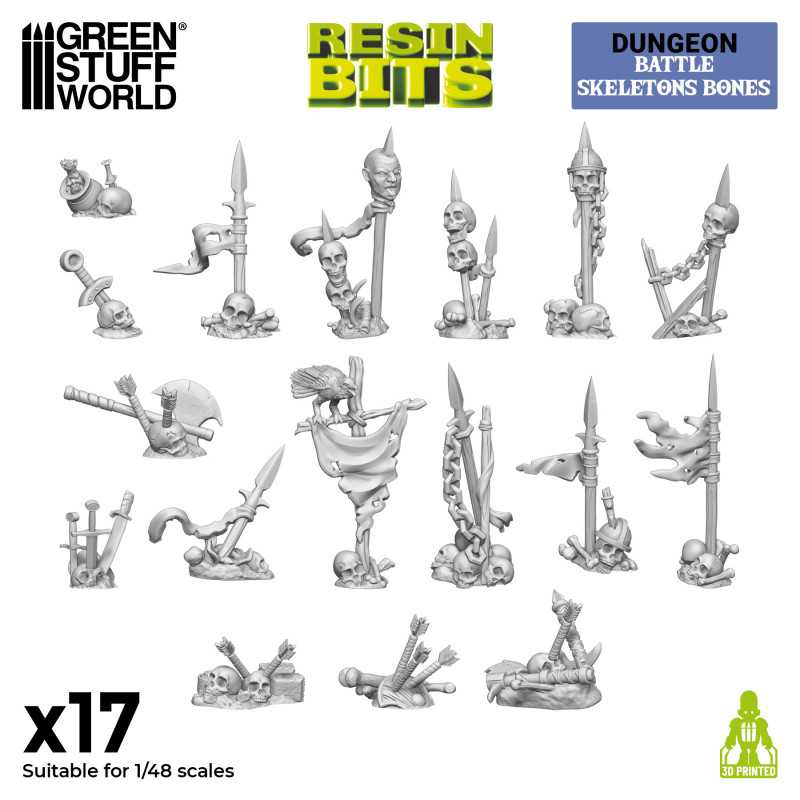 Green Stuff World: 3D printed set - Battle Skeleton Bones Model Tools & Glue Green Stuff World