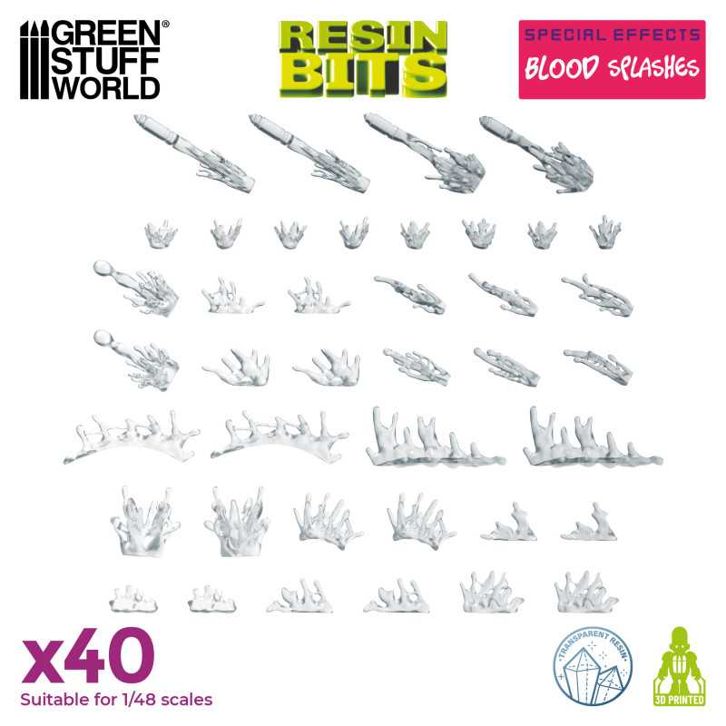 Green Stuff World: 3D printed set -Special Effects: Blood Splashes Effect Model Tools & Glue Green Stuff World