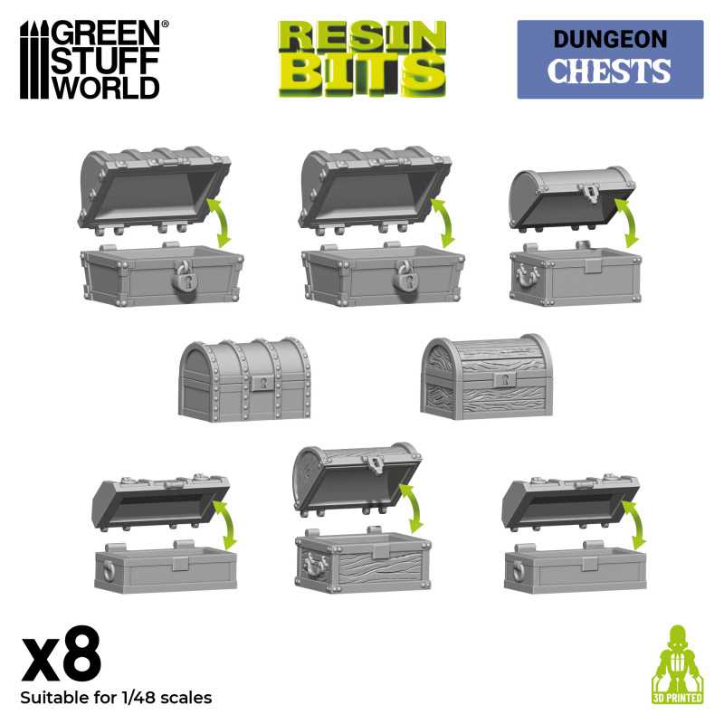 Green Stuff World: 3D printed set - Chests Model Tools & Glue Green Stuff World