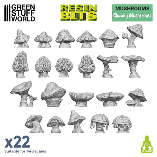 Green Stuff World: 3D printed set - Chunky Mushrooms Model Tools & Glue Green Stuff World
