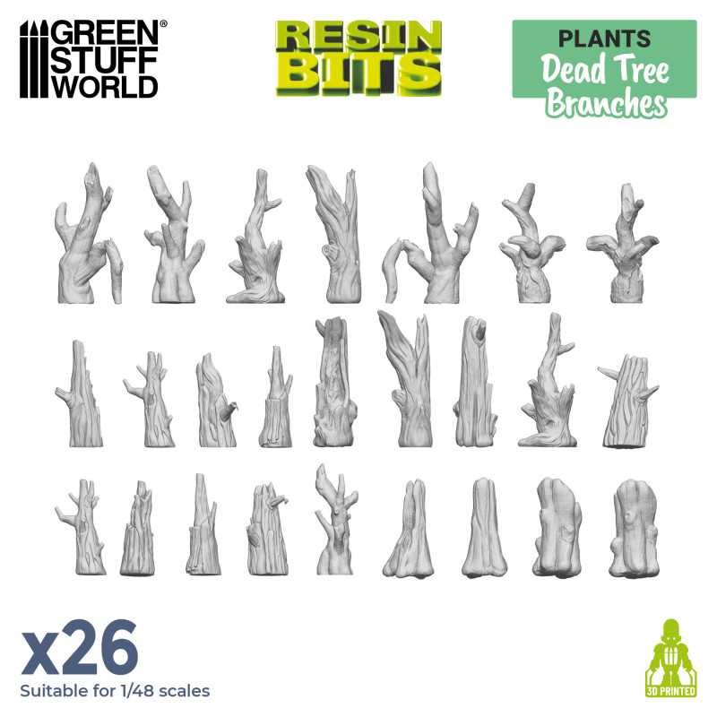 Green Stuff World: 3D printed set - Dead Tree Branches Model Tools & Glue Green Stuff World