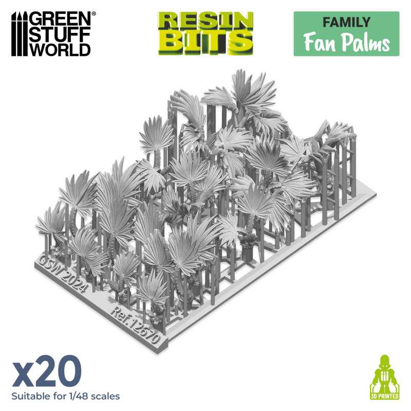 Green Stuff World: 3D printed set - Fan Palms Model Tools & Glue Green Stuff World