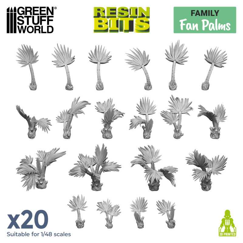 Green Stuff World: 3D printed set - Fan Palms Model Tools & Glue Green Stuff World