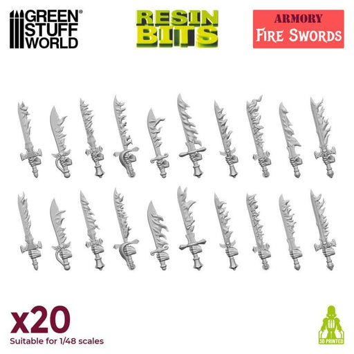 Green Stuff World: 3D printed set - Fire Swords Model Tools & Glue Green Stuff World