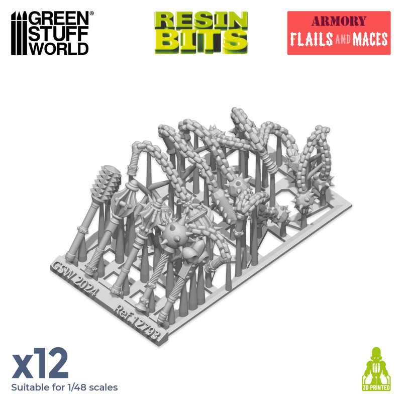 Green Stuff World: 3D printed set - Flail Weapons Model Tools & Glue Green Stuff World