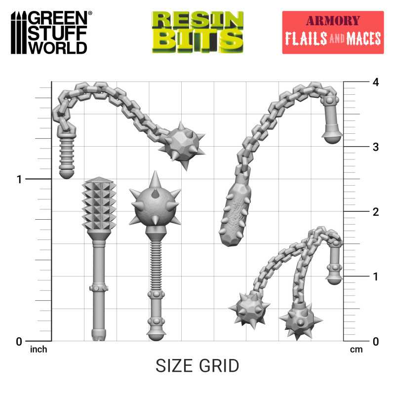 Green Stuff World: 3D printed set - Flail Weapons