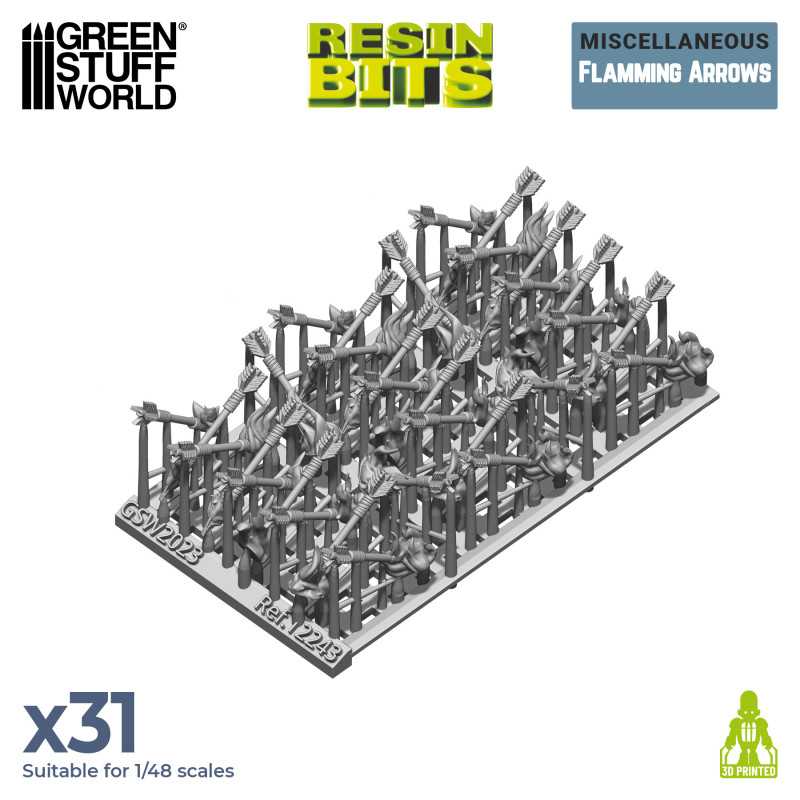 Green Stuff World: 3D printed set - Flaming Arrows Model Tools & Glue Green Stuff World