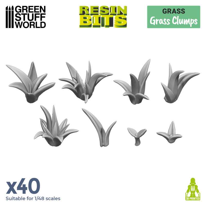 Green Stuff World: 3D printed set - Grass Clumps Basing Materials Green Stuff World
