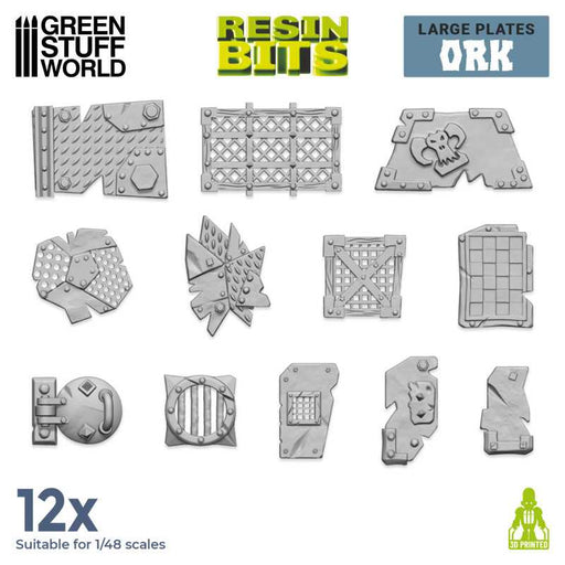 Green Stuff World: 3D printed set - Large Ork Plates Model Tools & Glue Green Stuff World