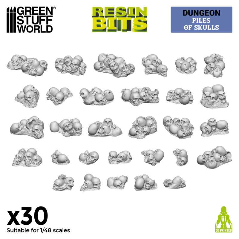 Green Stuff World: 3D printed set - Piles of Skulls Model Tools & Glue Green Stuff World