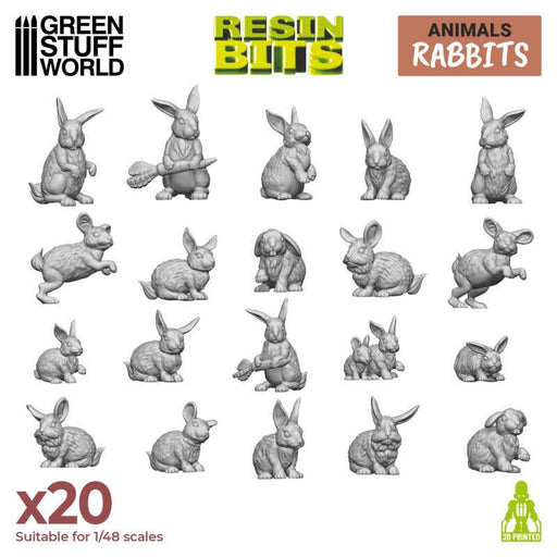 Green Stuff World: 3D printed set - Rabbits Model Tools & Glue Green Stuff World