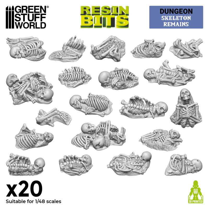 Green Stuff World: 3D printed set - Skeleton Remains Model Tools & Glue Green Stuff World