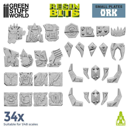 Green Stuff World: 3D printed set - Small Ork Plates Model Tools & Glue Green Stuff World