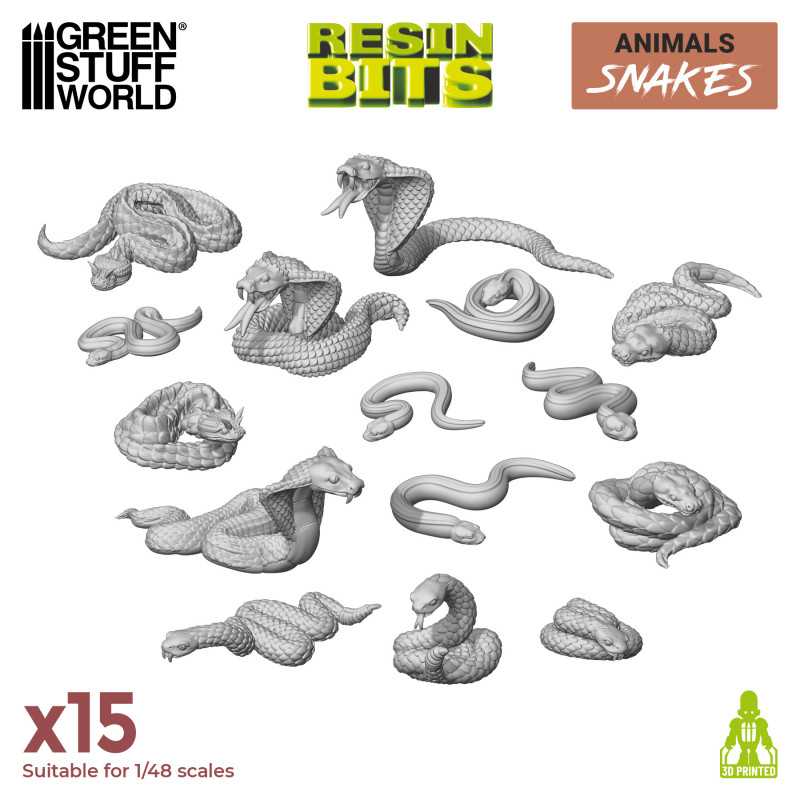 Green Stuff World: 3D printed set - Snakes Model Tools & Glue Green Stuff World