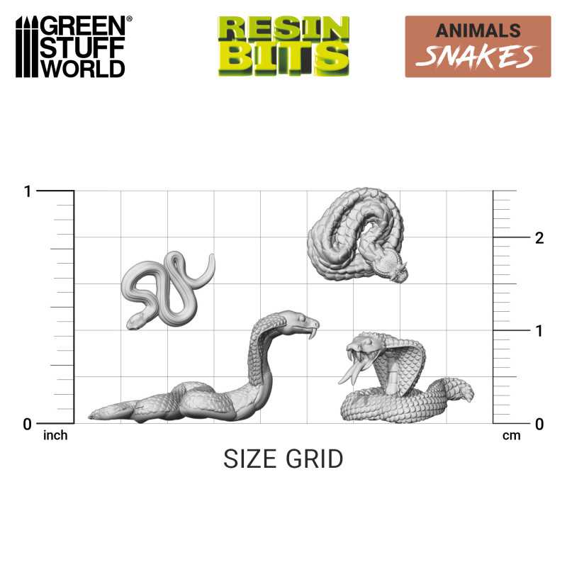 Green Stuff World: 3D printed set - Snakes Model Tools & Glue Green Stuff World