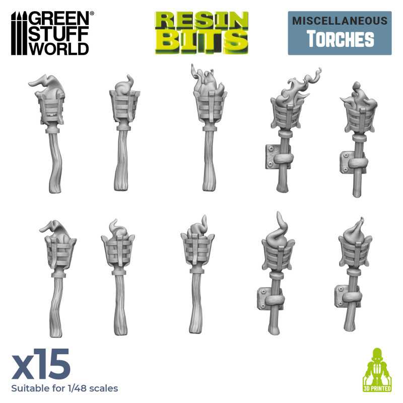 Green Stuff World: 3D printed set - Torches Model Tools & Glue Green Stuff World