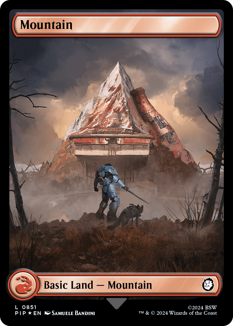 Mountain (0851) (Surge Foil) (PIP-851) [Fallout] Foil MTG Single Wizards of the Coast