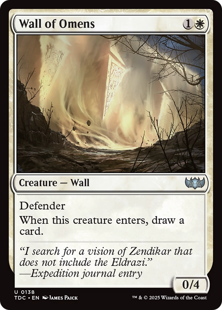 Wall of Omens (TDC-138) [Commander: Tarkir: Dragonstorm] MTG Single Wizards of the Coast